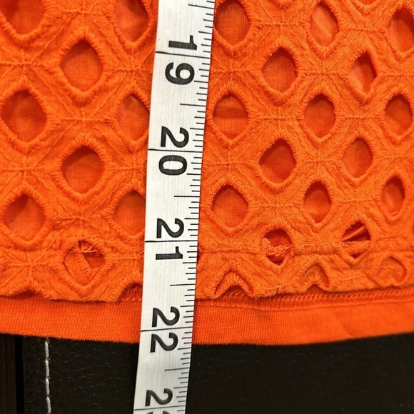 TORY BURCH Hermosa Eyelet Front Tee Embroidered Orange Flowy Sz 4 - Picture 15 of 16